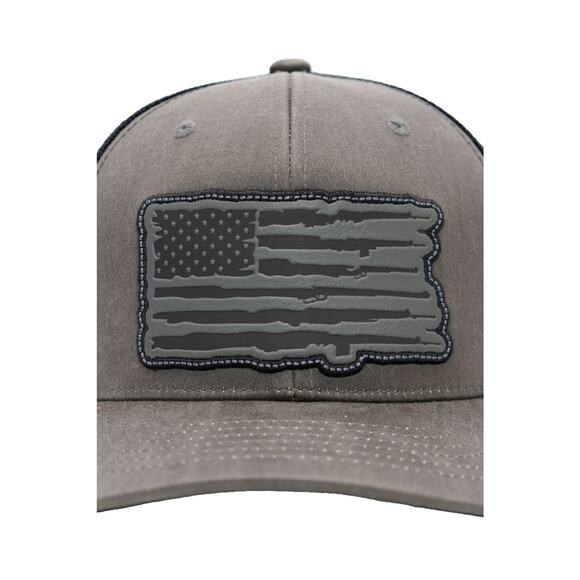 Rifle American Flag Oiled Faux Leather Trucker Hat:‎ Black - Picture 6 of 11
